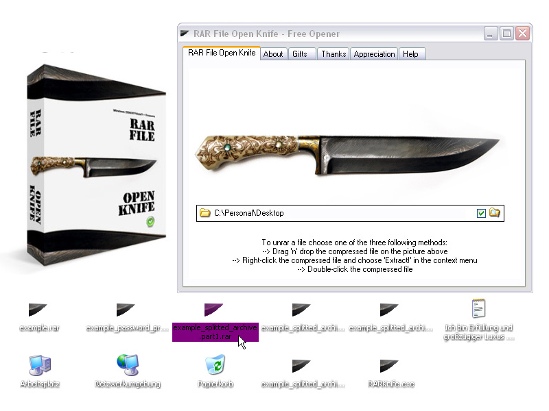 RAR File Open Knife Image