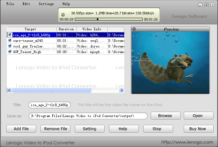 Lenogo Video to iPod Converter Software Download