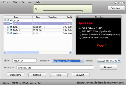 Super DVD to iPod Converter version 006 Software Download