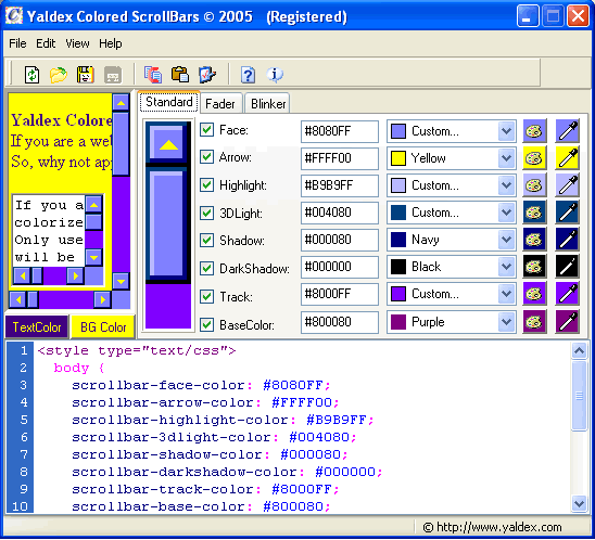 Yaldex Colored ScrollBars 1.2 Software Download