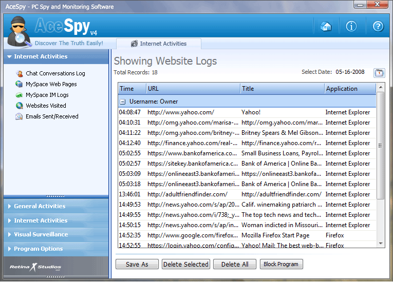 AceSpy Spy Software Image