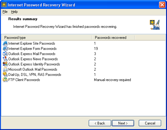 Internet Password Recovery Wizard Image