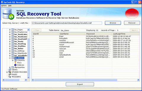 Recovery for SQL Server Image