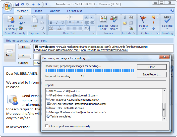 Message username. Microsoft Outlook 2000. Outlook 2013. Send as Outlook. Insert options.