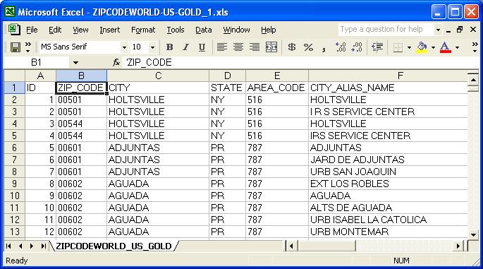 United States ZIP codes database subscription includes ZIP code, city name,...